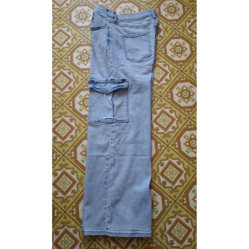 DKNY Wide Leg Cargo Jeans Size 32 Womens 90s Grunge Style Light Wash Alt Y2K - Picture 4 of 6